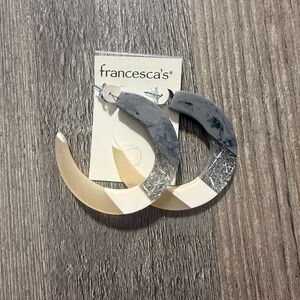 Francesca's Collections Marble and Cream Hoop Earrings